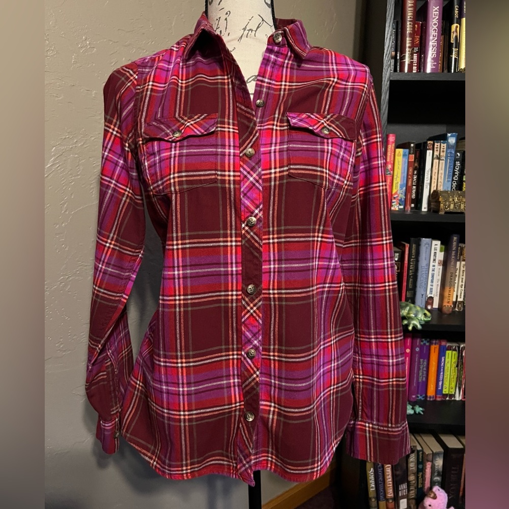 Eddie Bauer Women’s Classic Flannel Red & Pink Plaid Size S
